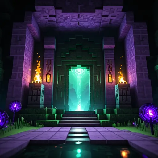 Prompt: Minecraft dark fantasy portal 