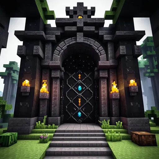 Prompt: Minecraft dark fantasy portal 