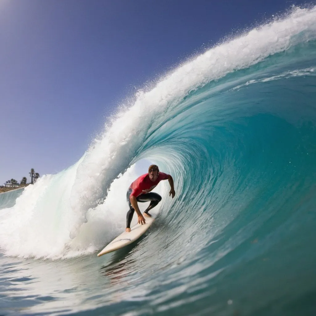 Prompt: A surfer getting barreled