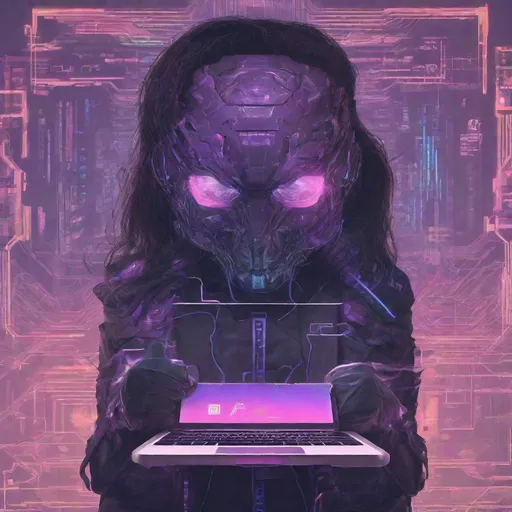 Prompt: An A.I. themed, cyberpunk, futurstic concept of apps, web design, and the internet.