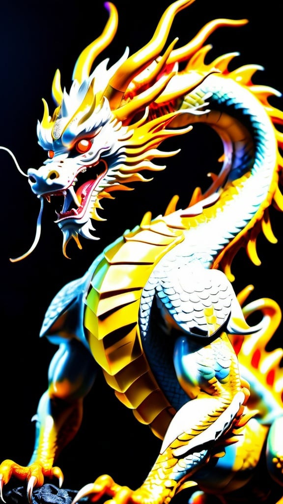 Prompt: The ever regal gold Chinese Dragon in full majestic attacking appearance. Glowing eyes, intricate details of scales, limbs and talons. Perfect composition, vivid majestic colors, epicanthic fold, cinematic, panoramic, atmospheric, moody, 64 megapixels, ultra HDR, hyperrealistic, extensive Unreal rendering, Nikon Z7ii, Nikkor 85mm f/1.8 1/250 ISO400