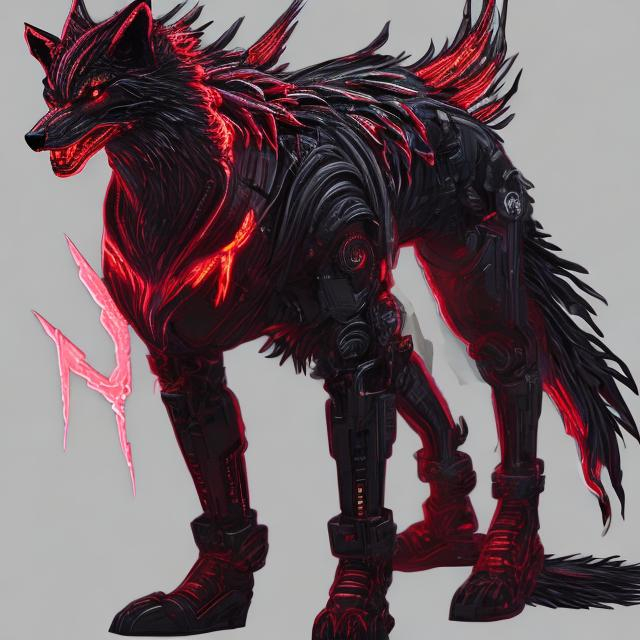 Prompt: Cyberpunk wolf fire demon


