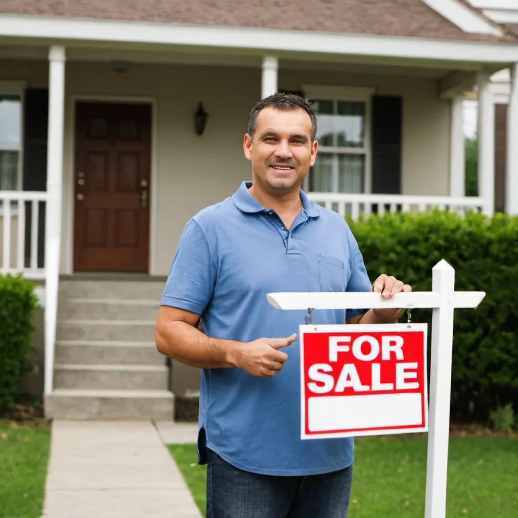 Prompt: man selling a house