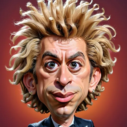 Prompt: A caricature of a famous pop star with exaggerated stylish hair.
