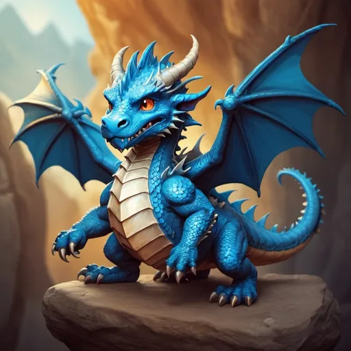 Prompt: dwarf character small flying blue dragon fantasy character art, illustration and warm tone
