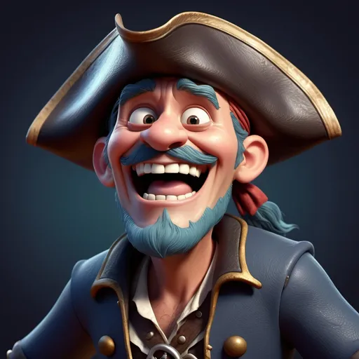 Prompt: Disney pixar character, 3d render style, old pirate evil laugh, cinematic colors