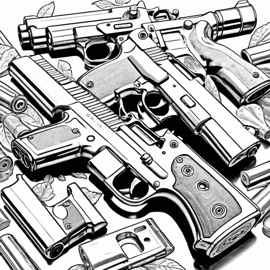 Prompt: Coloring page guns 