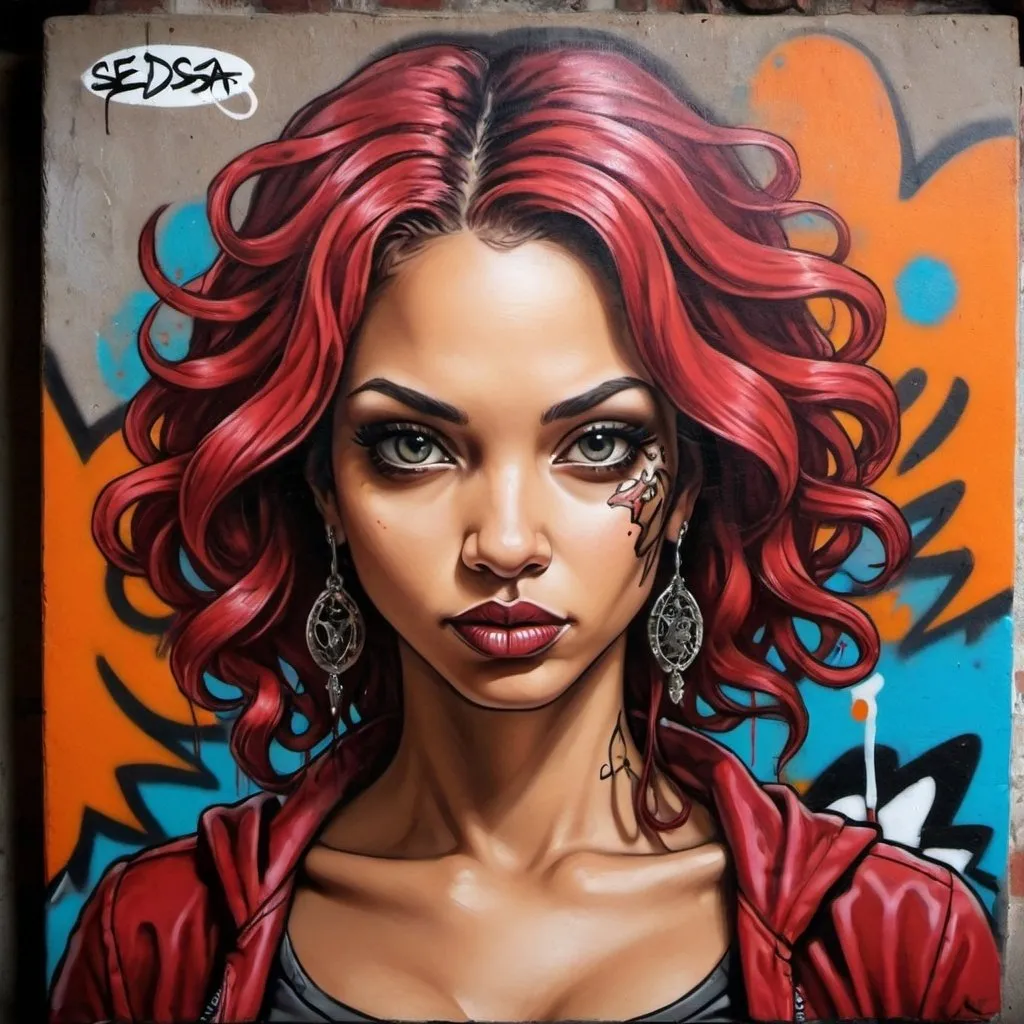 Prompt: A graffiti female charachter custom art portrait  -Sedusa Adornment