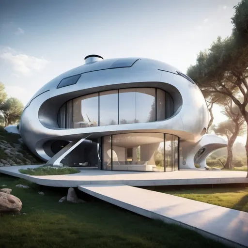 Prompt: A futuristic sustainable energy house that has never been discovered