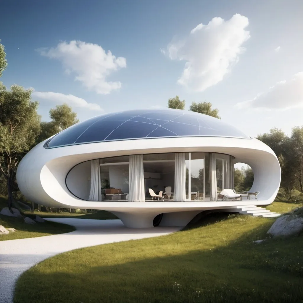 Prompt: A futuristic sustainable energy house that has never been discovered