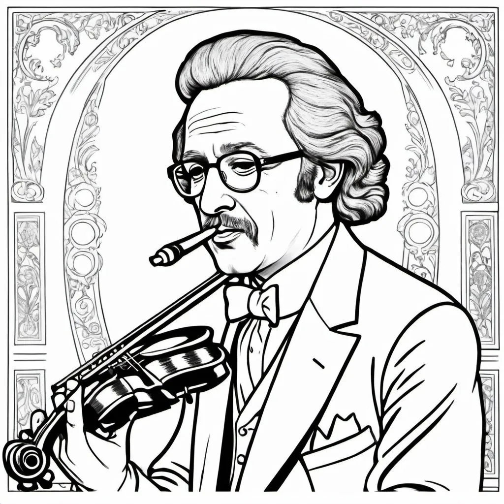 Prompt: Coloring page famous musicicians