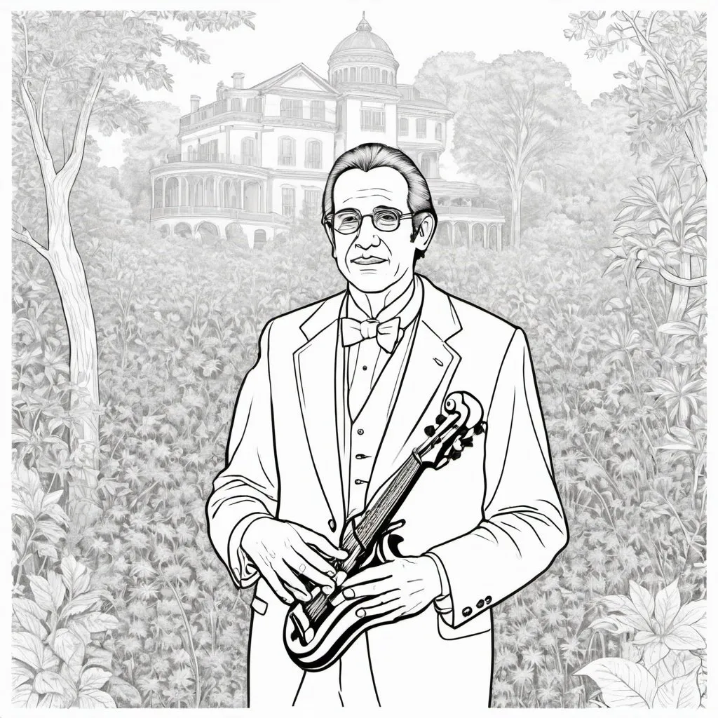 Prompt: Coloring page famous musicicians