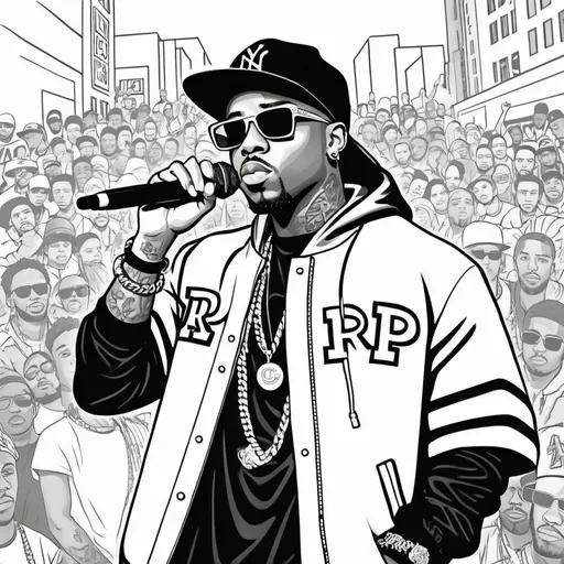 Prompt: Coloring page rap stars 
