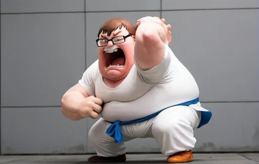 Prompt: peter griffin fighting goku