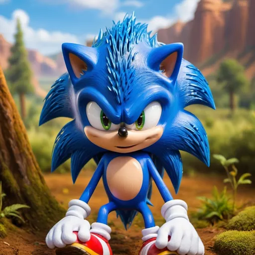 Prompt: sonic blue cartoon hedgehog fun and wild 