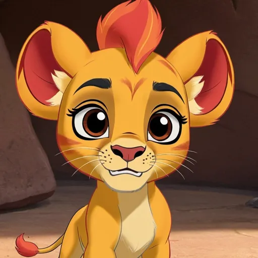 Prompt: Create a cute lion guard picture from the TV show the lion guard of kion as a girl
