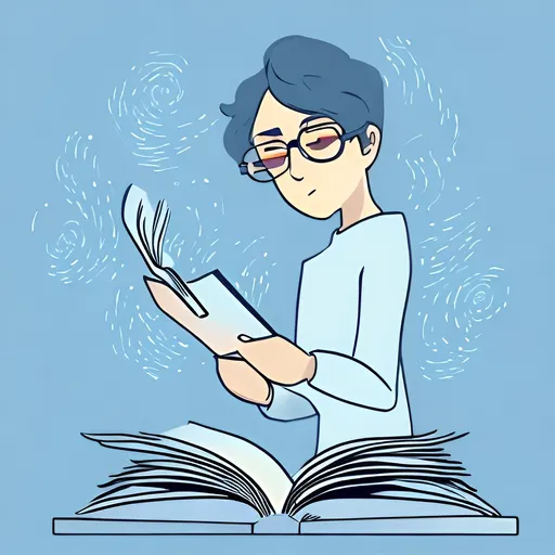 Prompt: create an animated person who is reading a book, getting disturbed by a sound with scale of 1280 pixels by 720 pixels