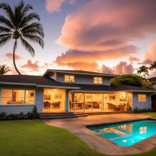 Prompt: sunset images of houses in Kailua around $1.75M.