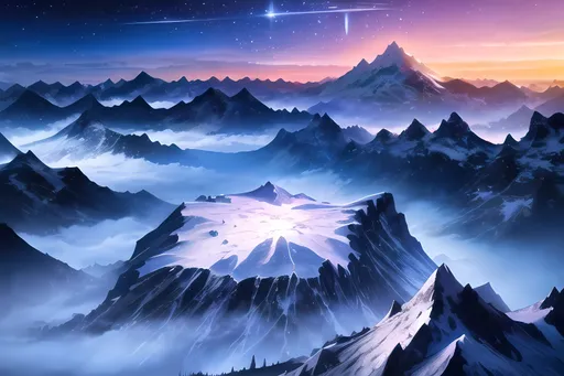 Prompt: Starry Night sky over a snowy mountain