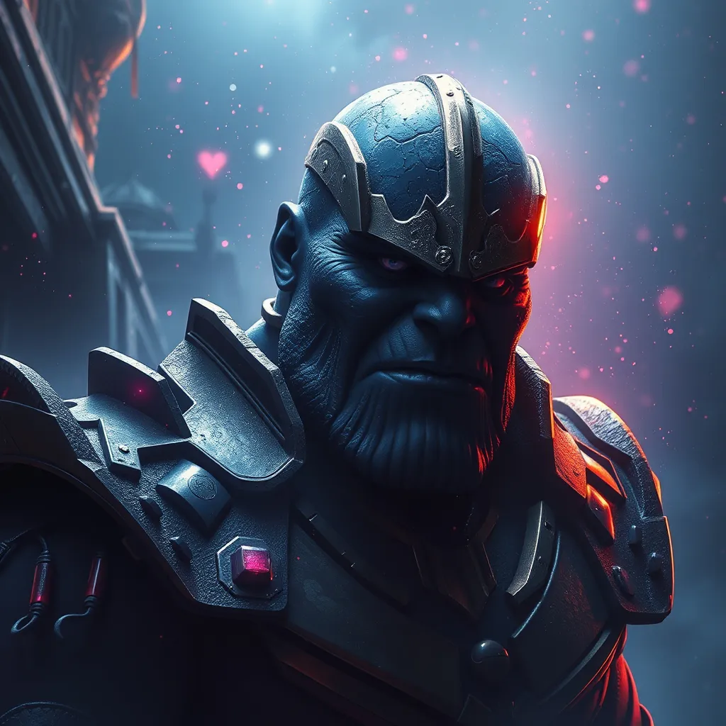 Prompt: Thanos behind galactuse 