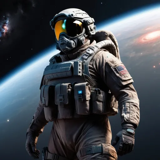 Prompt: 23rd century special forces soldier facing deep space