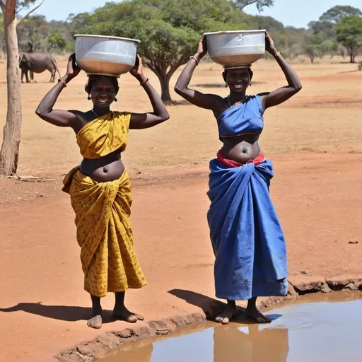 Prompt: dingirigiddi and dakilagudda, two village belles went offto  fetch a pail of water from the waterhole 