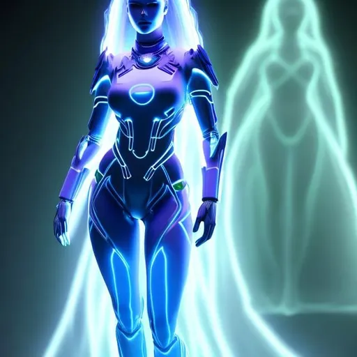Prompt: full body shot spectral woman in humanoid form