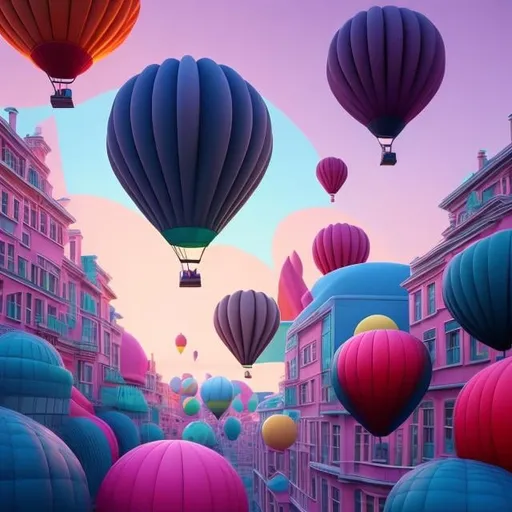 Prompt: Create a surreal 3D render of an alternate universe filled with complex, intricately designed balloons floating in a sky of shifting colors, inspired by the works of M.C. Escher.