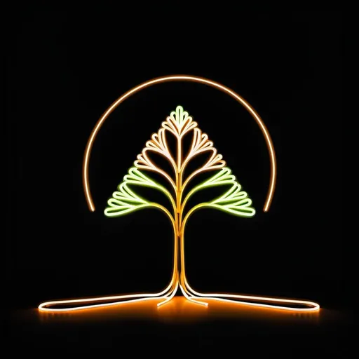 Prompt: Minimalistic, elegant line design of a light orange tree-shaped light painting on a black backdrop, high quality, elegant, minimalistic, light orange, tree-shaped, elegant lines, light painting, black backdrop, artistic, modern, professional, glowing, minimal, simple, clean