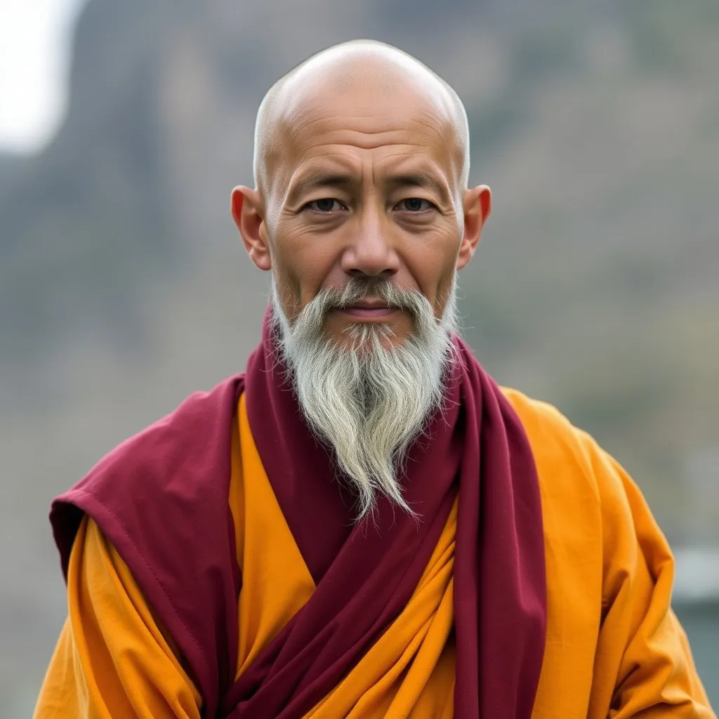 Prompt: Basic Information

Full Name: Lama Tsering

Age: 75 (appears younger due to his spiritual practice)

Species: Human

Occupation: Lama (Buddhist Monk), Frequency Shifter


Appearance:

Height: 5'7"

Build: Lean and agile

Eyes: Deep brown, often filled with calm and wisdom

Hair: Shaved head with a light gray beard

Clothing: Traditional Buddhist robes, usually in shades of saffron and maroon