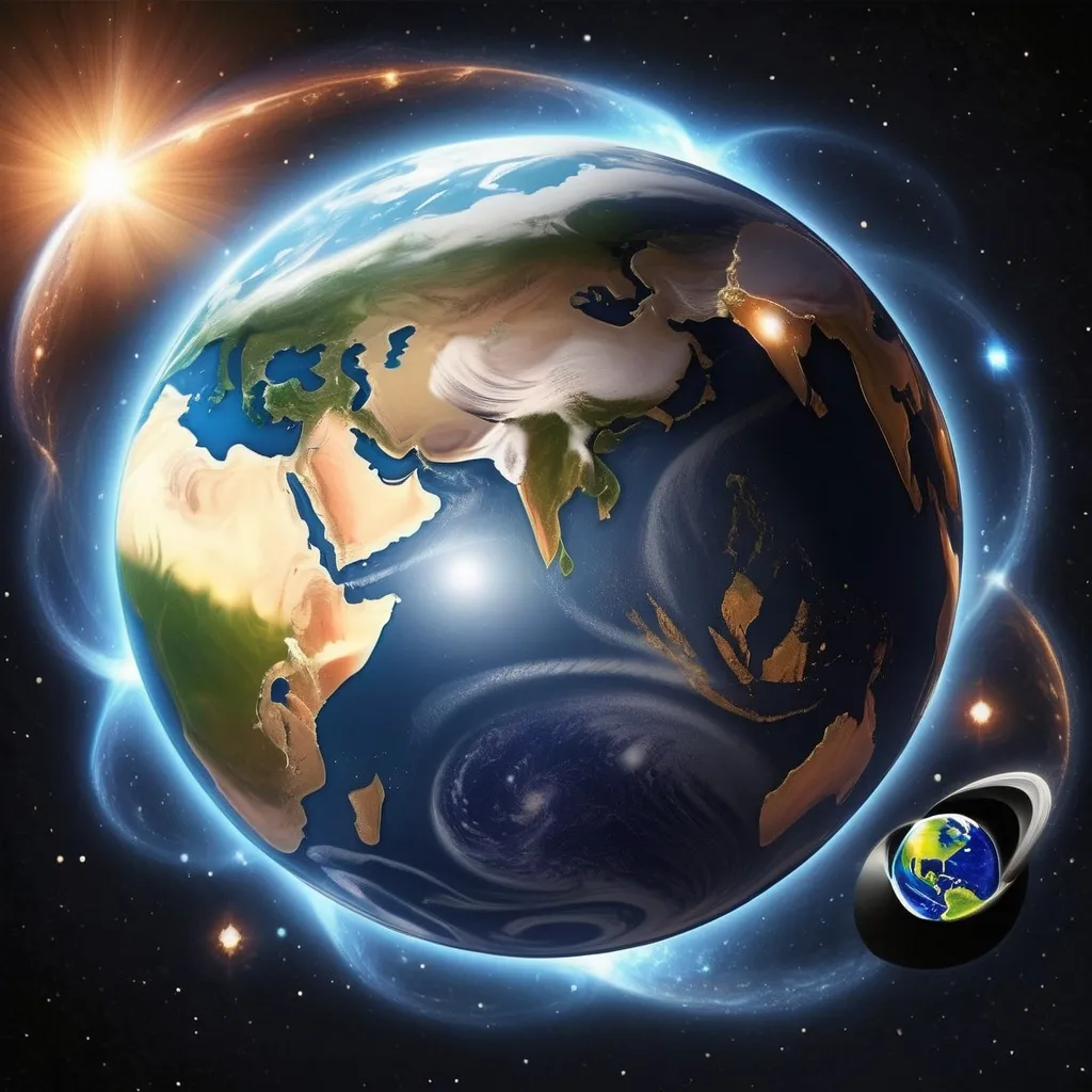 Prompt: create a manipulated image of earth and an universe add Allah's name in arabic

make earth small and universe big
