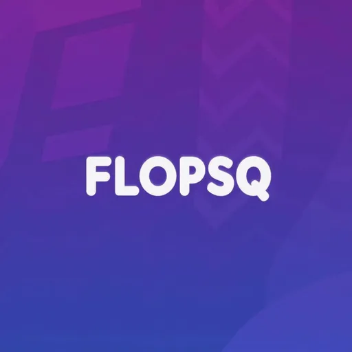Prompt: "Image carrée pour photo de profil TikTok. Fond avec un dégradé fluide du violet au bleu. Au centre, le mot FLOPSQ en majuscules, écrit avec une police moderne et épaisse. Texte blanc avec une légère lueur ou ombre portée pour bien ressortir sur le fond. Style minimaliste mais percutant, bien centré et équilibré visuellement. Pas d'autres éléments ni détails."

