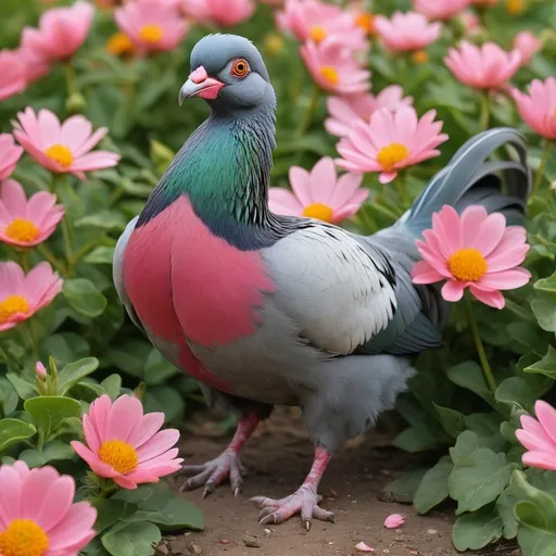 Prompt: a pegion in aflower brolsom
