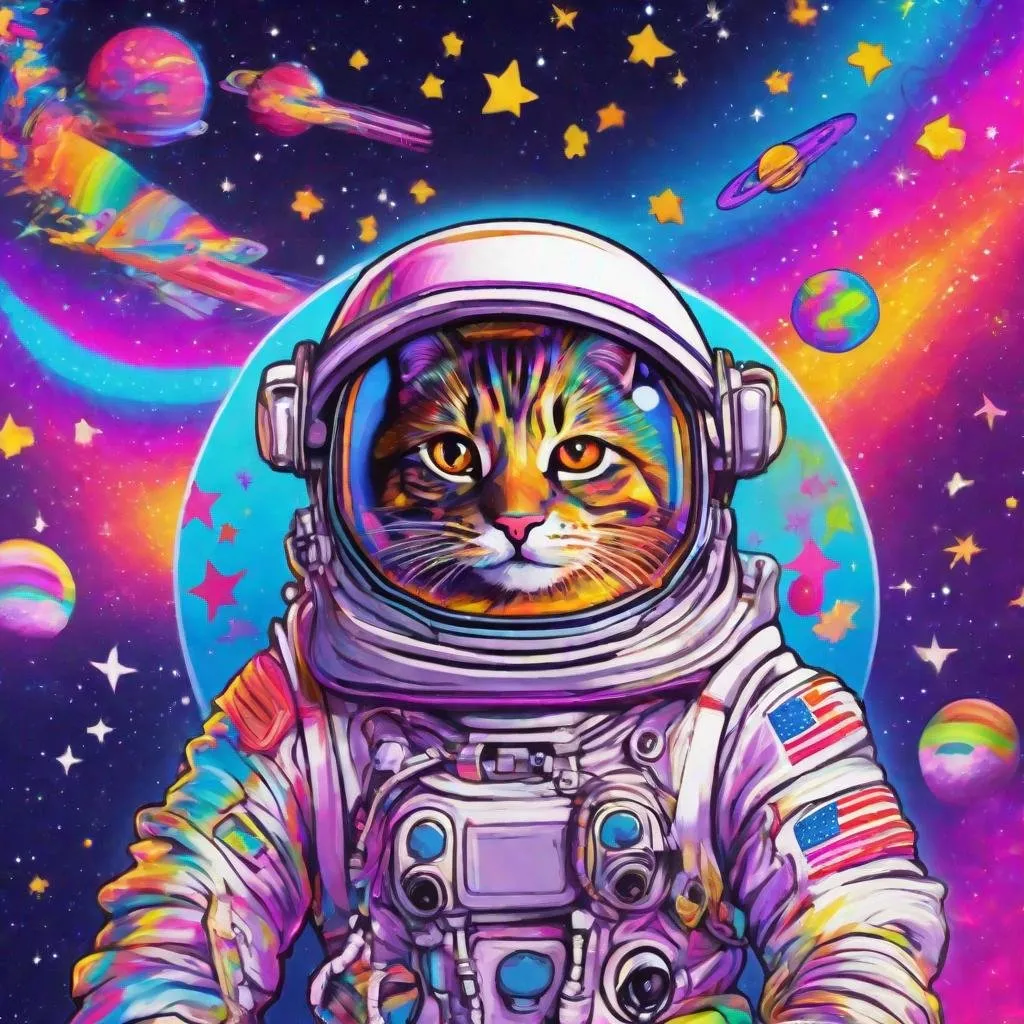 Prompt: Lisa frank style  astronaut 