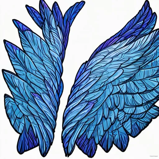 Prompt: bright, stylized, bluejay wing feathers that fill the entire canvas
