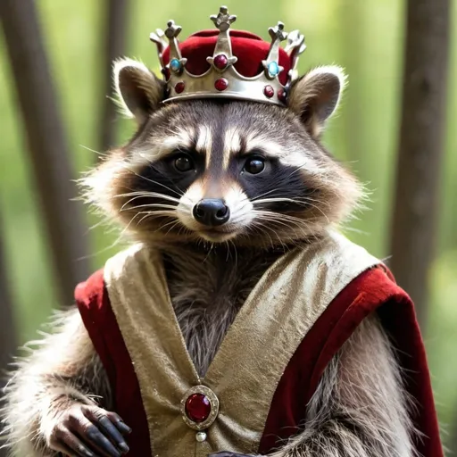 Prompt: A racoon that is also the king of the racoon empire