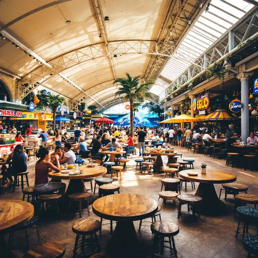 Prompt: sea world food court