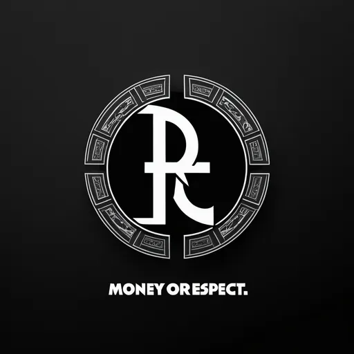 Prompt: a black and white photo of a "money over respect" logo on a black background with the words, alblum cover, promotional image, concept art