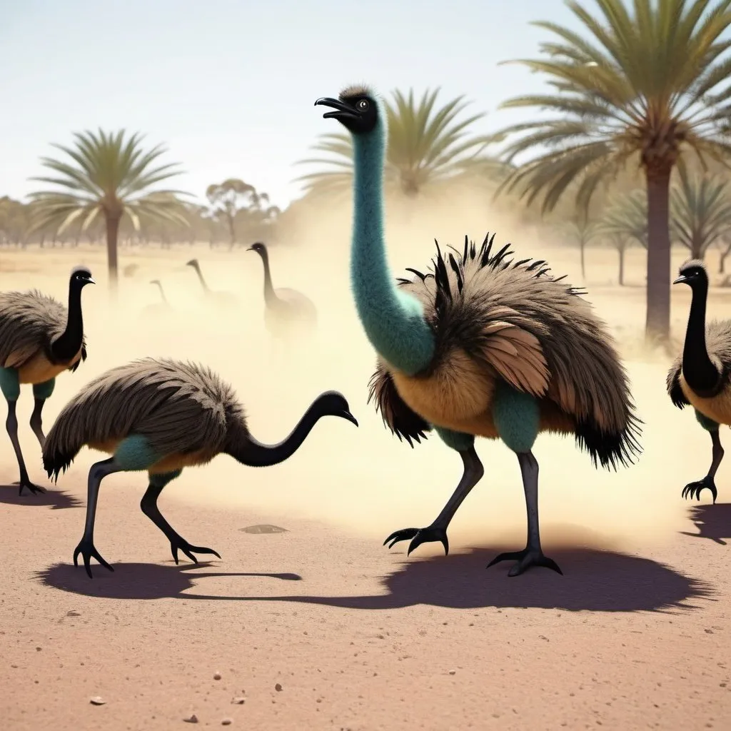 Prompt: generate soldiers fighting with emus bird
