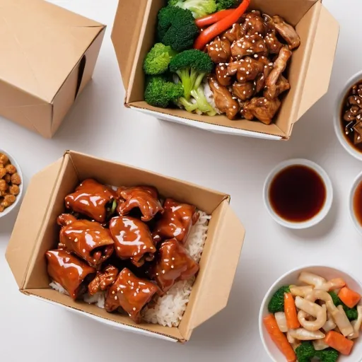 Prompt: Minimum resolution: 1400 x 800 header of chinese food takeout 