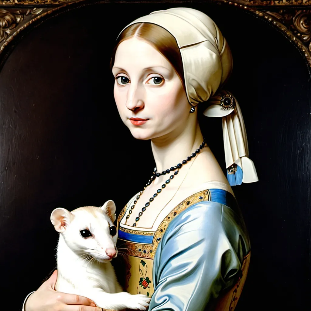 Prompt: Lady with an Ermine