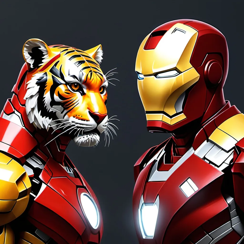 Prompt: tiger + iron man
