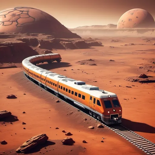 Prompt: Train in planet Mars 