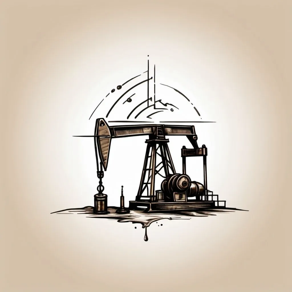 Prompt: oil drill logo sketch, vintage