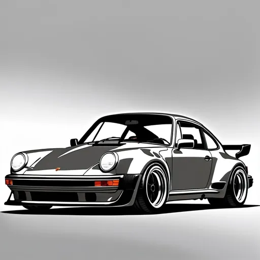 Prompt: Black and White line art of a Porsche 930 wide body turbo. 
