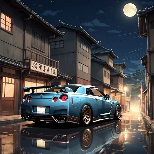 Prompt: 2d studio ghibli anime style, anime scene, vintage Nissan gtr night drift 
