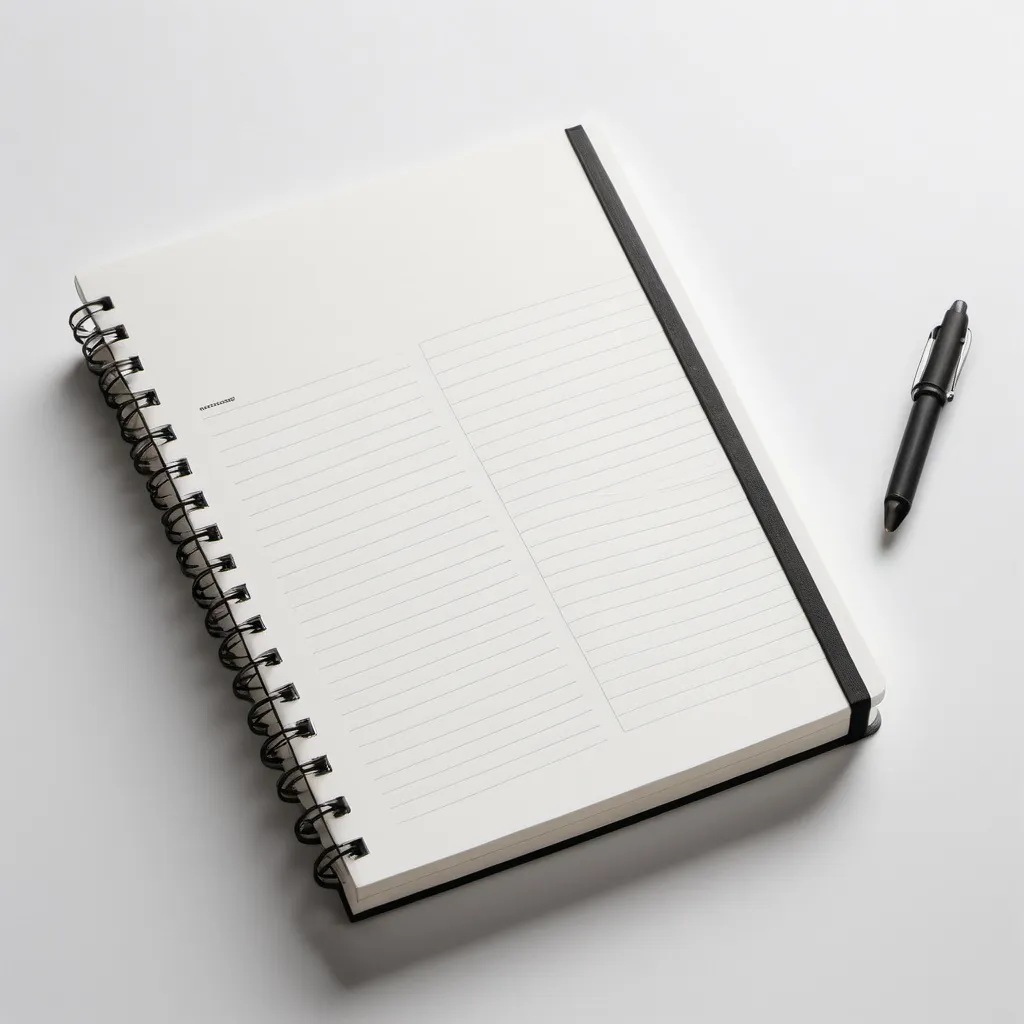 Prompt: white sportswriter notebook no background no shadows