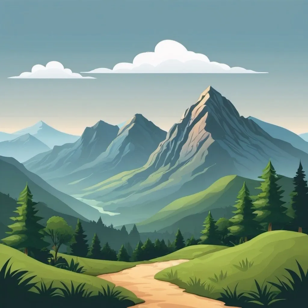 Prompt: Illustration of mountain landscape vector 2d