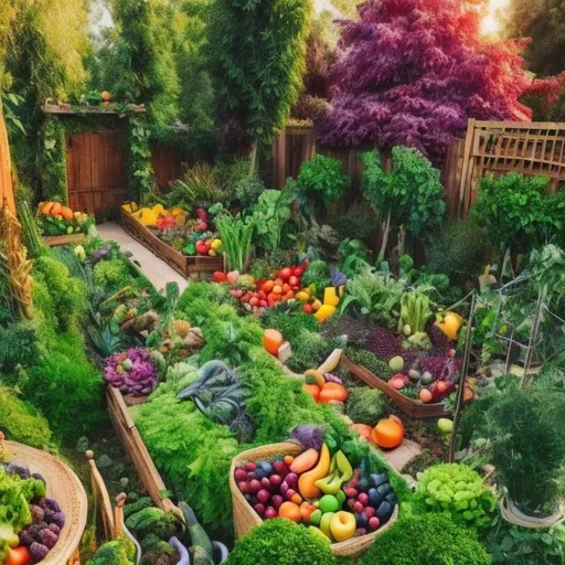 Prompt: A magical garden with fruits and vegetables
