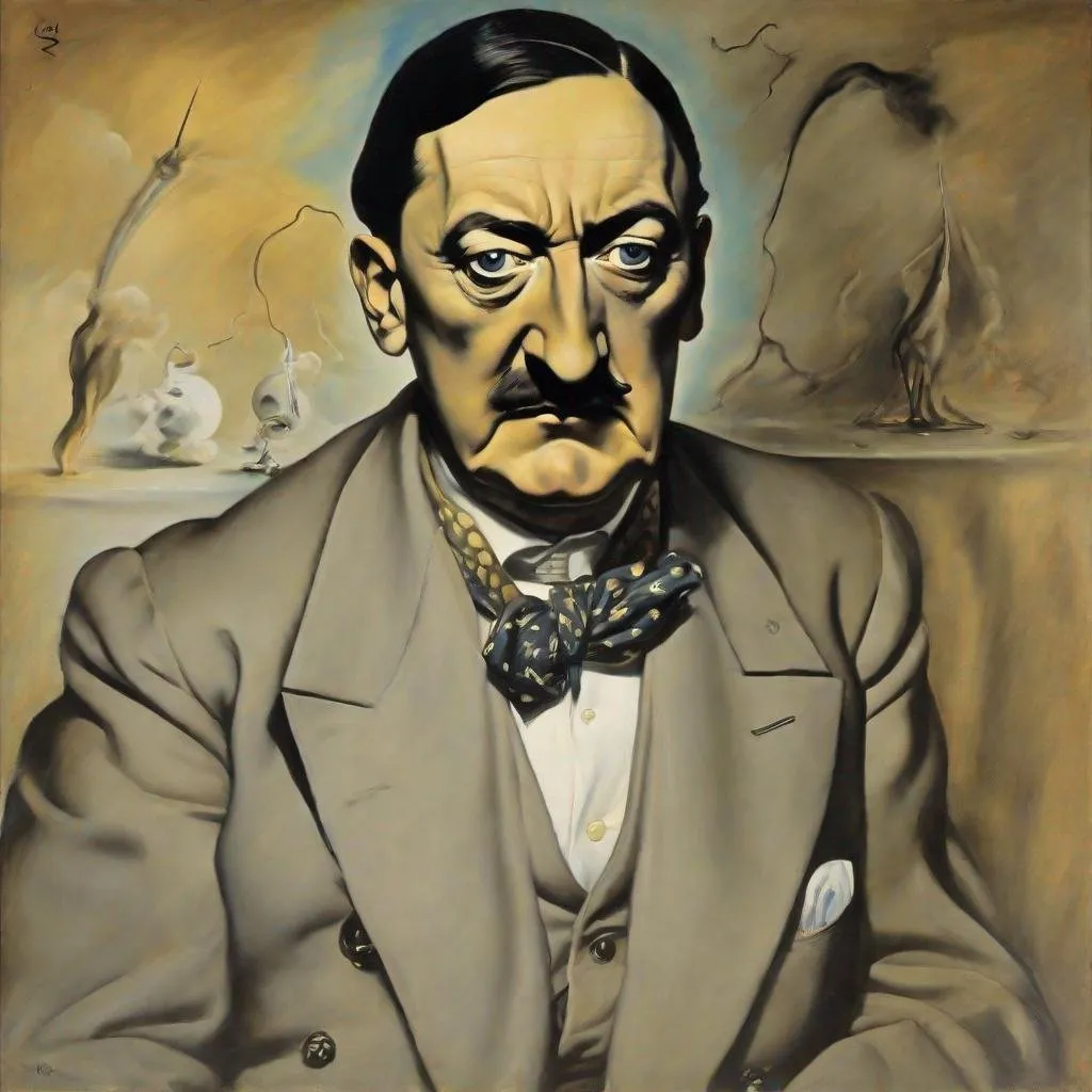 Prompt: Salvador dali portrait painting of adolf hitler